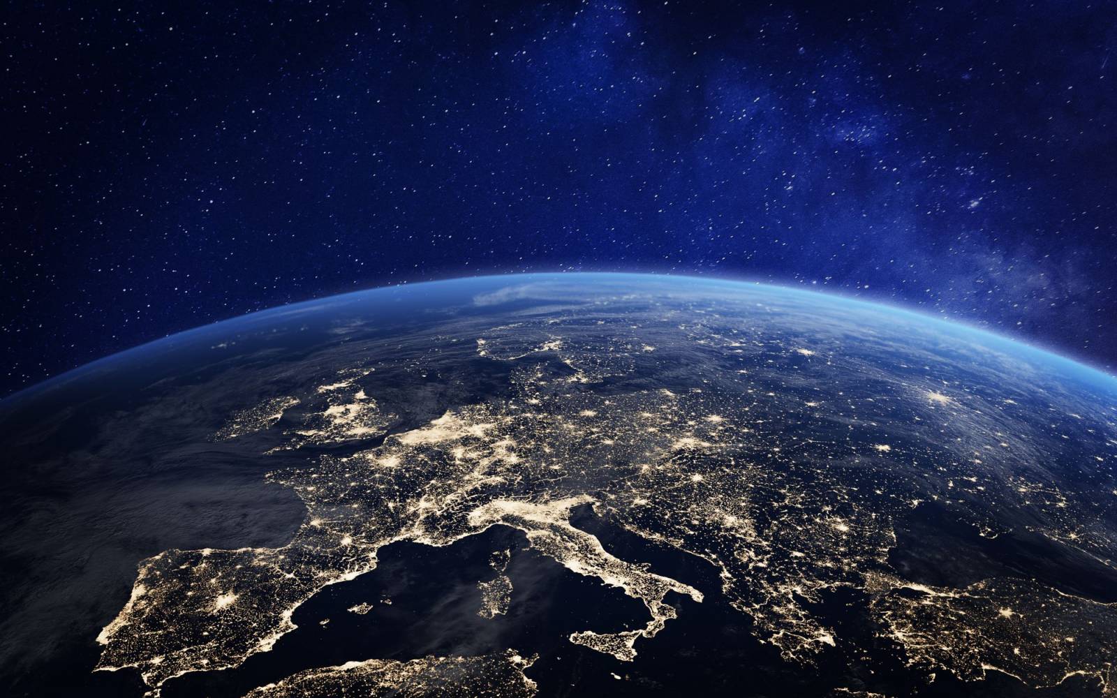 Europa bei Nacht, vom Weltall aus gesehen
